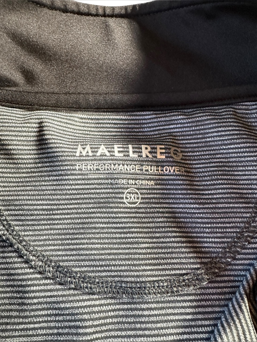 Maelreg Men's Grey Stripe Performance Quarter-Zip Pullover 3XL - Picture 3 of 10
